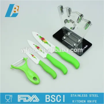 CK-002 4pcs soft handle kitchen ceramic knife set