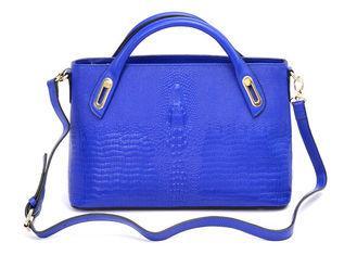 Personalized Blue Womens Leather Briefcase Tote with Adjust