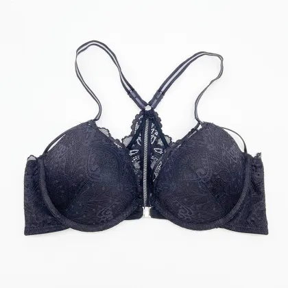 Beauty back front closure lace bra brief set