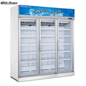 Supermarket Beef and Ice Cream Display: -18 Degrees Centigrade 3-Glass Door Upright Freezer