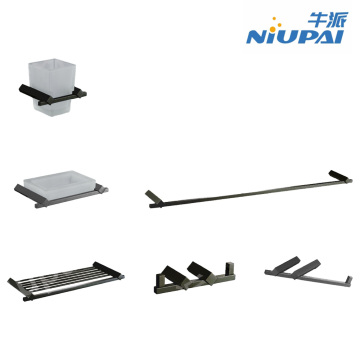 Juego de accesorios de baño negros de 6 piezas de aleación de zinc