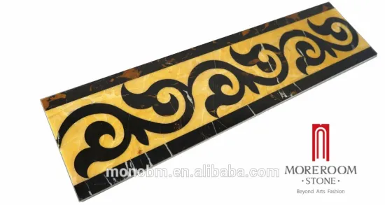 Moreroom stone black portoro gold onyx laminated marble flooring border designs