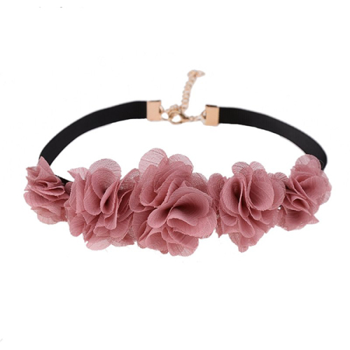 Bloem Lace Choker met fluweelzwart ketting sieraden