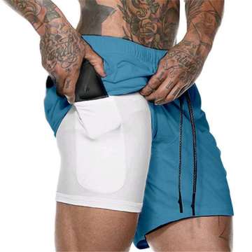 Heren Workout Running 2 in 1Shorts met zak