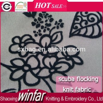 Winfar textile Scuba flocked fabric,flock printing fabric,flocked velvet fabric