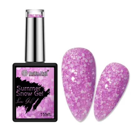 9 Color Summer Snow Glitter Gel Polish Purple OEM Customization