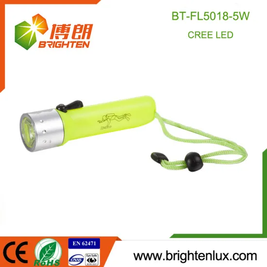 Factory Wholesale 4*AA Dry Battery Powered ABS Material Waterproof Powerful 5w Cree led Diving Flashlight with Wrist Strap