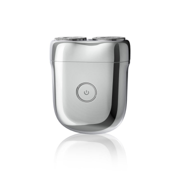 Premium Mini IPX7 Waterproof Rechargeable Cordless Face and Beard Electric Razor - Portable Silver Rotary Shaver for Men