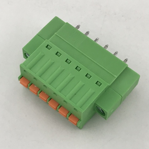 spring type pluggable terminal block with flange ears