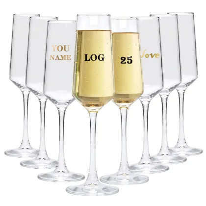 His and Hers Champagne Flute Set - Wedding Day Toasting Glasses