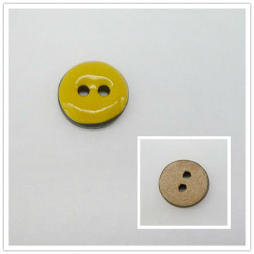 2 Holes Flatback Natural Coconut Buttons With Enamel Surface