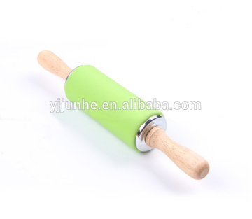 Factory price high quality silicone rolling pin with wooden handle
