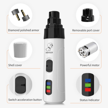Ce New Design Low Noise Rechargeable USB Charging Pet Electric Nail Polisher