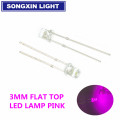 100pcs F3 3mm 2pins Flat Top White Red Yellow Blue Green Pink Diode Led Wide Angle Light Emitting Diodes Lamp Ultra Bright Bulb