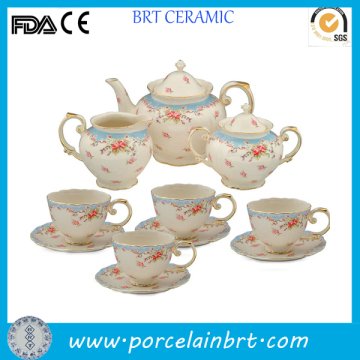 Delicate Flower Ceramic Cup and Teapot Tea Set