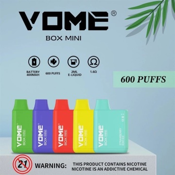 vome box mini 600 퍼프 TPD 버전 일회용 vape 12 맛 사용 가능