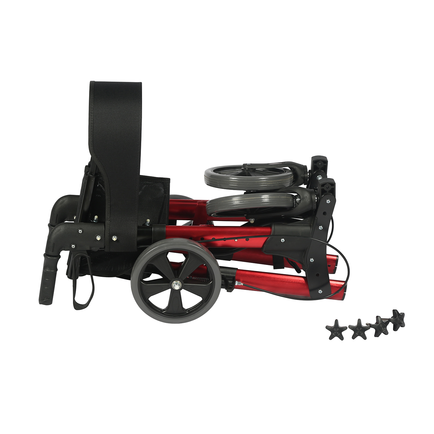 Quatre roues Rollator Walker Quatre roues se dressent pliage Walker Rolling Mobility Walking Aide avec dossier de siège