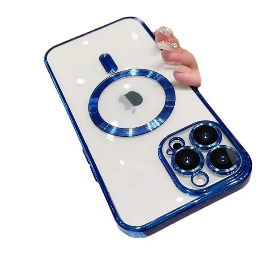 Hot Sale Transparent Magnetic Phone Case with Built-in Lens Film for iPhone 14 Pro Max, 14, 13, 12, 11 Pro