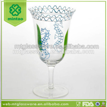 FDA,Eco-friendly,hand paint holiday wine glass with green stem