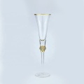 Champagnerglas mit goldenem Rand Kristallflöte mit Diamant