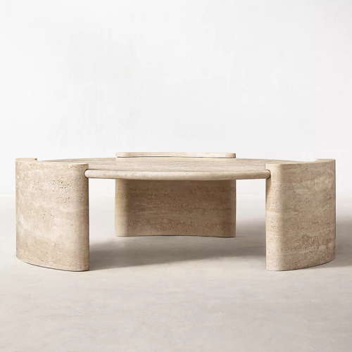 Runder Tee Tisch Travertine Stone Marmor Tisch