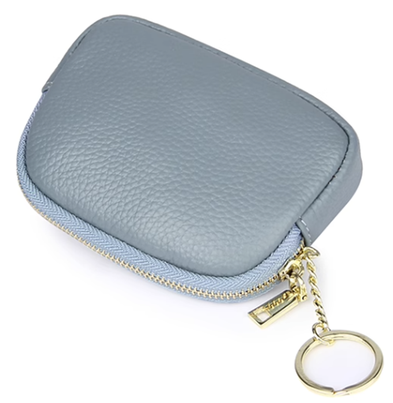 Sky Blue Top Layer Cowhide Coin Purse