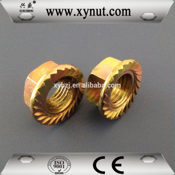 Factory Price Zinc Plated Yellow DIN6923 M14 Carbon Steel Hex Flange Nut