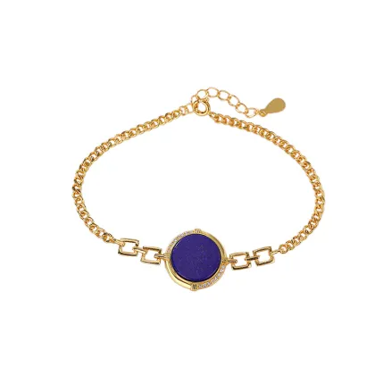 Gold-Plated Lapis Lazuli Light Luxury Bracelet Jewelry