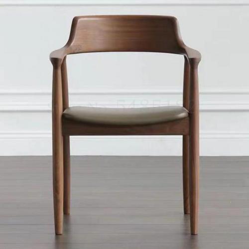 Nordic solid wood dining chair Kennedy president chair Hiroshima chair tea room restaurant meeting negotiation chair back