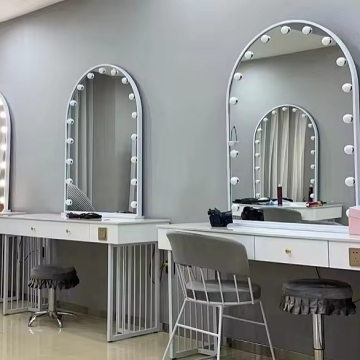 Modern Bedroom Furniture Touch Screen Adjustable Led Light Optional Storage Dresser Makeup Vanity Dressing Table With Led Mirror