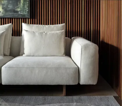 Mid-Century Modern Sofa in Neutral Grey Fabric