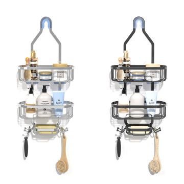 3-Tier Shower Caddy: A Space-Saving Metal Storage Rack with Portable Wall Mounting and Built-In Soap Holder for Bathroom Organization