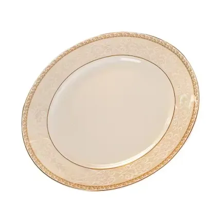 58-Piece Luxury Golden Bone China Tableware Set - Eco-Friendly and Sustainable Royal Porcelain Plates