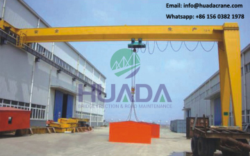 10 ton workshop indoor single girder semi goliath crane, half door gantry crane