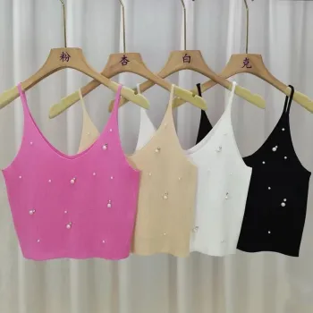 Women's Beaded Spaghetti Strap Tank Tops and Camisoles