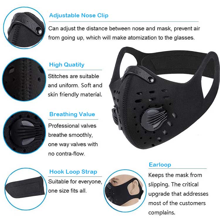 Neoprene Sports Half Face Carbon Dust Proof Mask