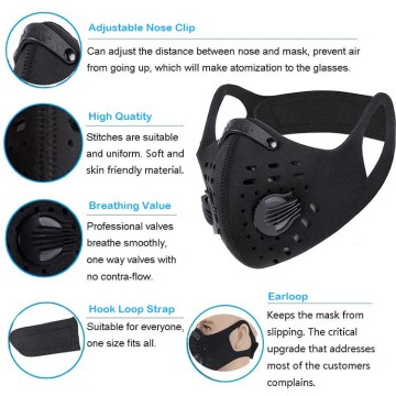 Neoprene Sports Hafu Inotarisana neCarbon Dust Proof Mask