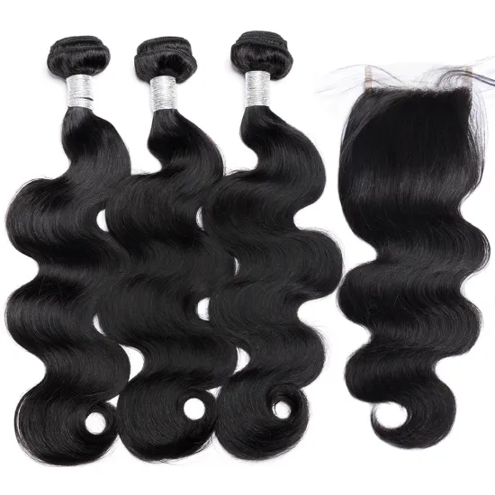 100% Virgin Hair Weave Human Hair Body Wave Bundles Natural Color Thick Weaves Remy Hair Extension