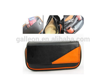 Black &yellow leather Smoking Pipe bag for 2 pipes GP-4062
