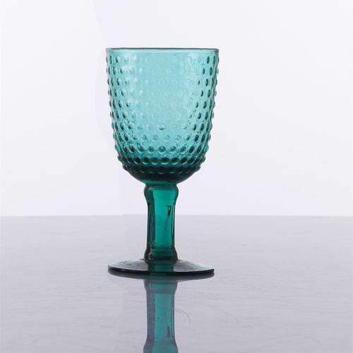 Bicchieri da acqua colorati in calice con perline di vetro a sfera alta fatti a mano