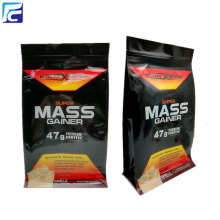 Food packaging bag with side gusset for protein