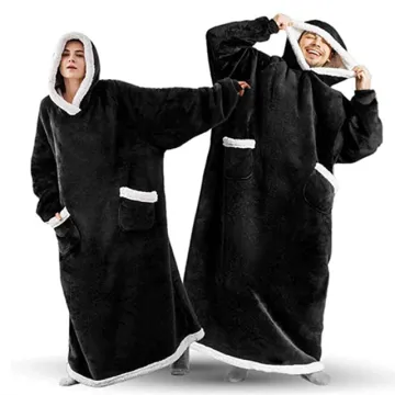 High quality hoodie outdoor warm sweatshirt blanket microfiber plush fleece sherpa sleeves super soft blanket