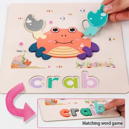 Wooden Alphabet Jigsaw Puzzle: Learning Letters through Spellable Animals