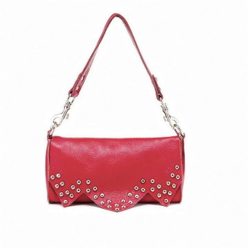 Red Rivet Ladies Mini Leather Crossbody Handbags Bag For Teenagers , Detachable Strap