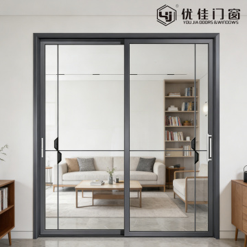 현대적인 미니멀리스트 2개 패널 유리 미닫이 문