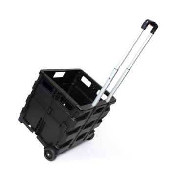 Foldable Large Plastic Shopping Cart with Wheels for Space-Saving