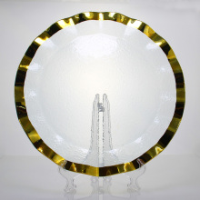 Luxury Gold Wave Rim Transparent Glass Charger Plates