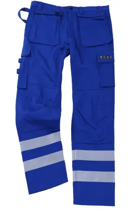 Blue Flame Retardant Pants with Silver Tape