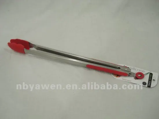12" red silicone food tong