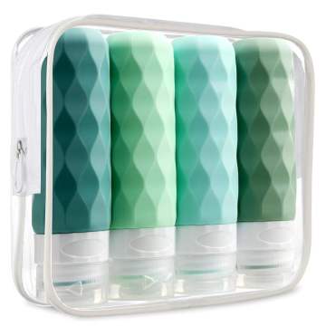 Ensemble de bouteilles en silicone de voyage texturées par vagues, contenants de toilette
